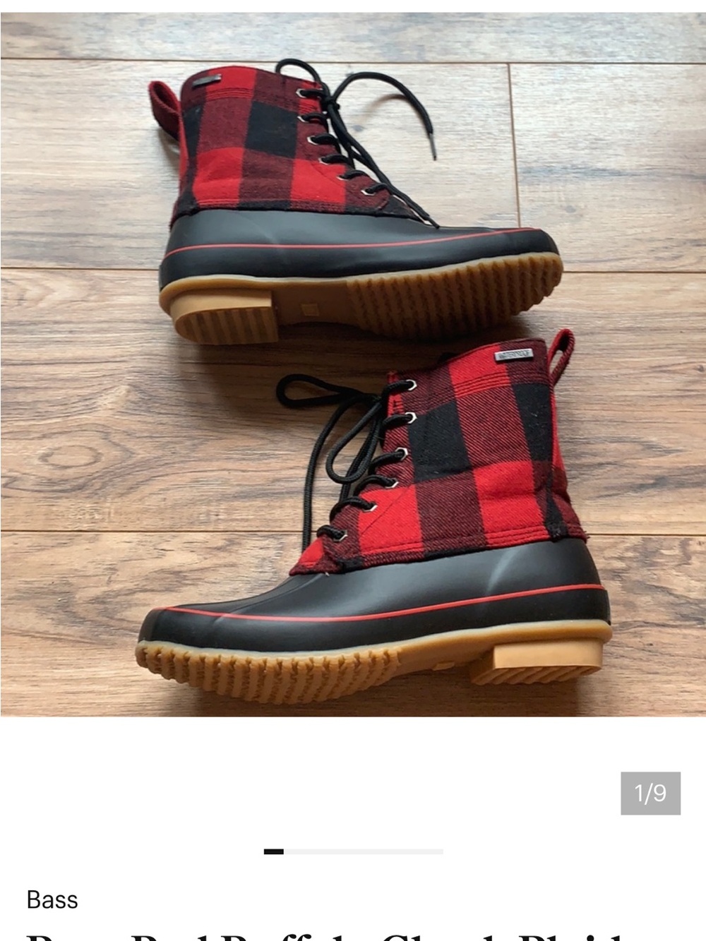 Bass Red Buffalo Check Plaid Weatherproof Duck Boots